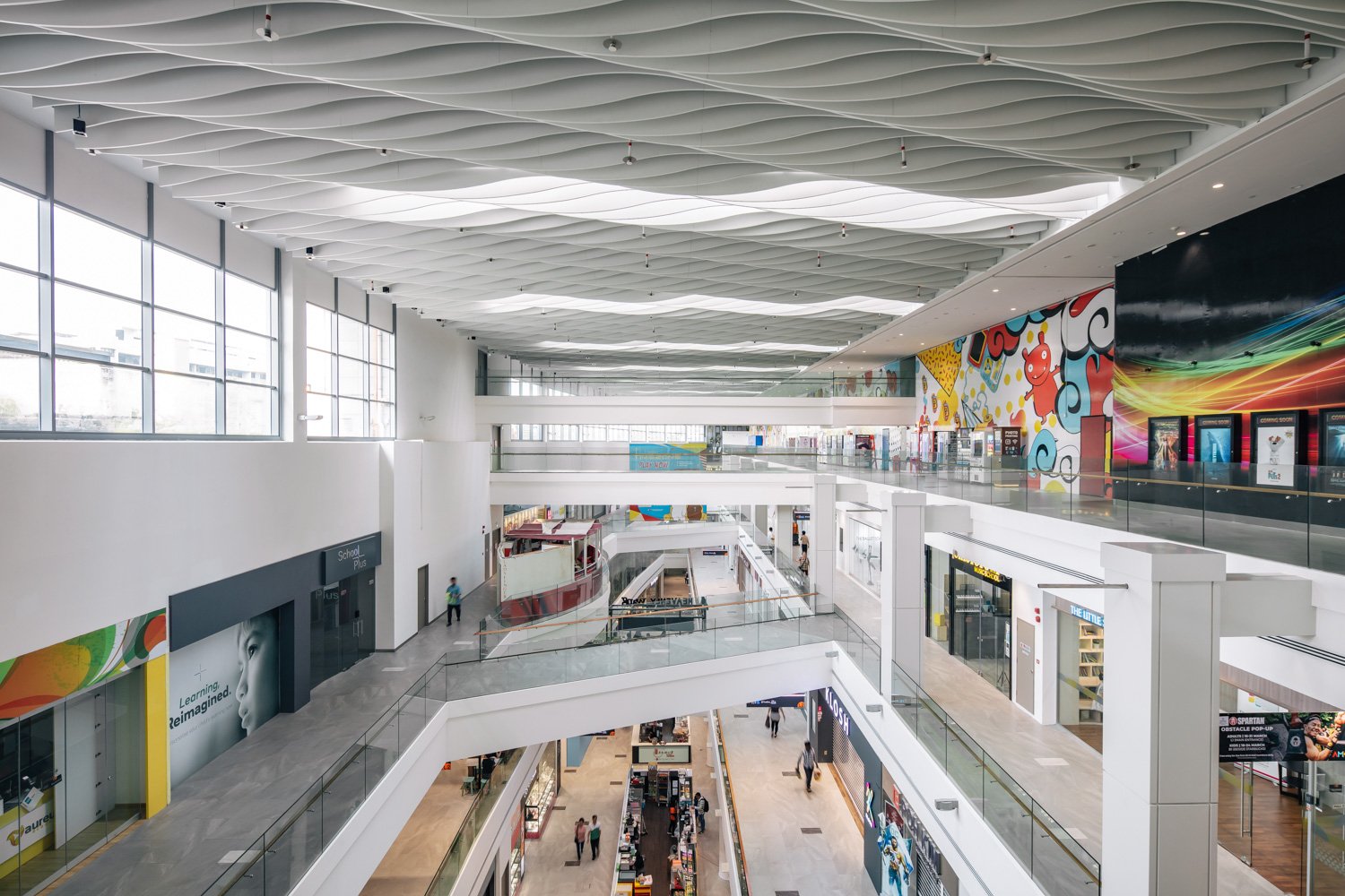 Completed commercial interior with an open atrium